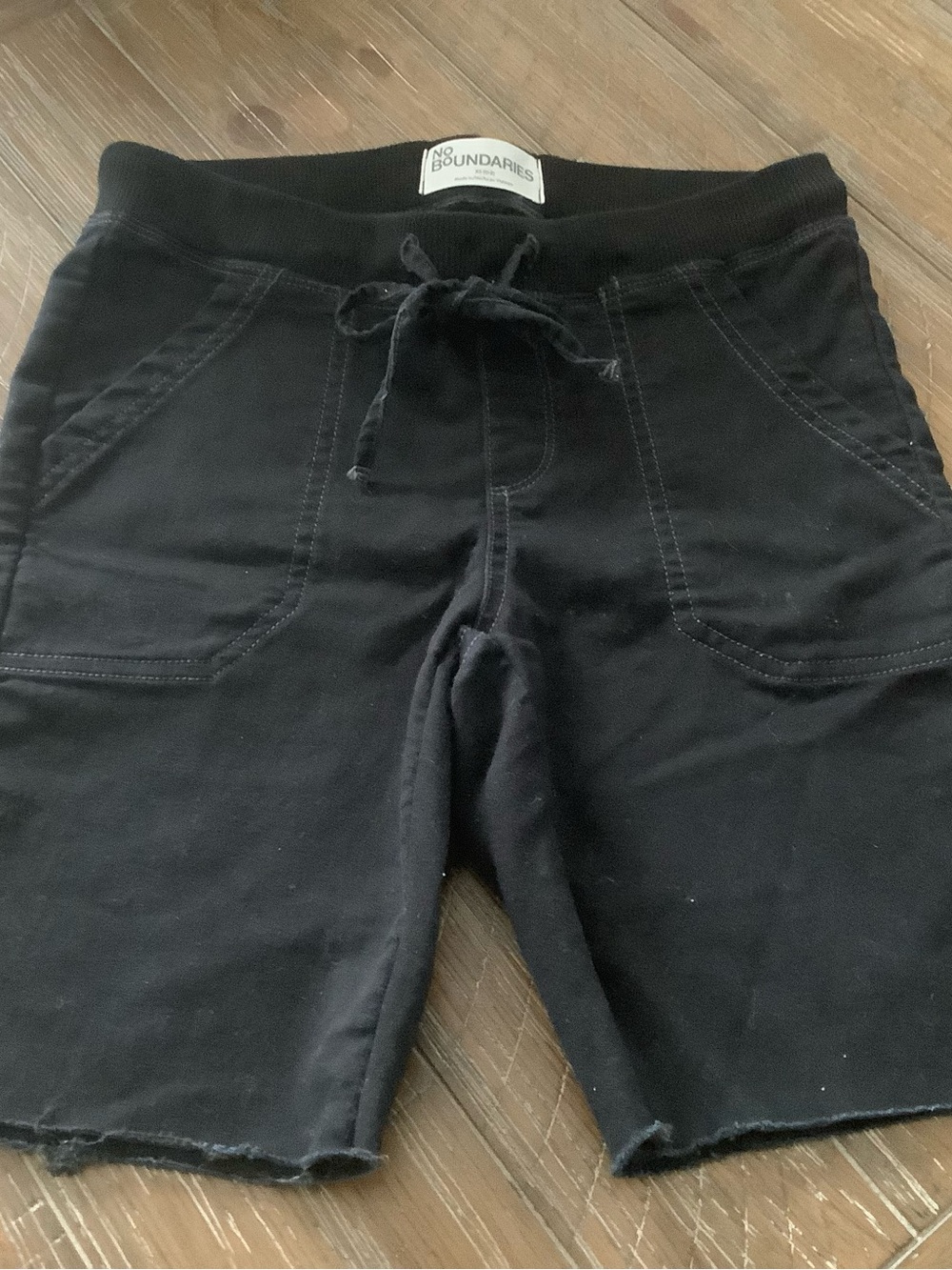 No Boundaries Black Knit Drawstring Pocket Bermuda Skinny Shorts